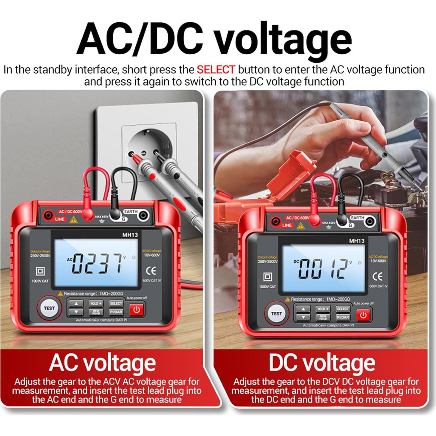 Probador Digital de Resistencia de Aislamiento KKnoon 250V-2500V