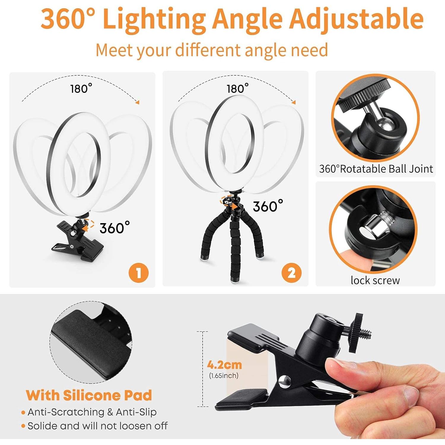 Kit de Iluminación para Videoconferencias ACMEZING con Luz de Anillo y 5 Brillos