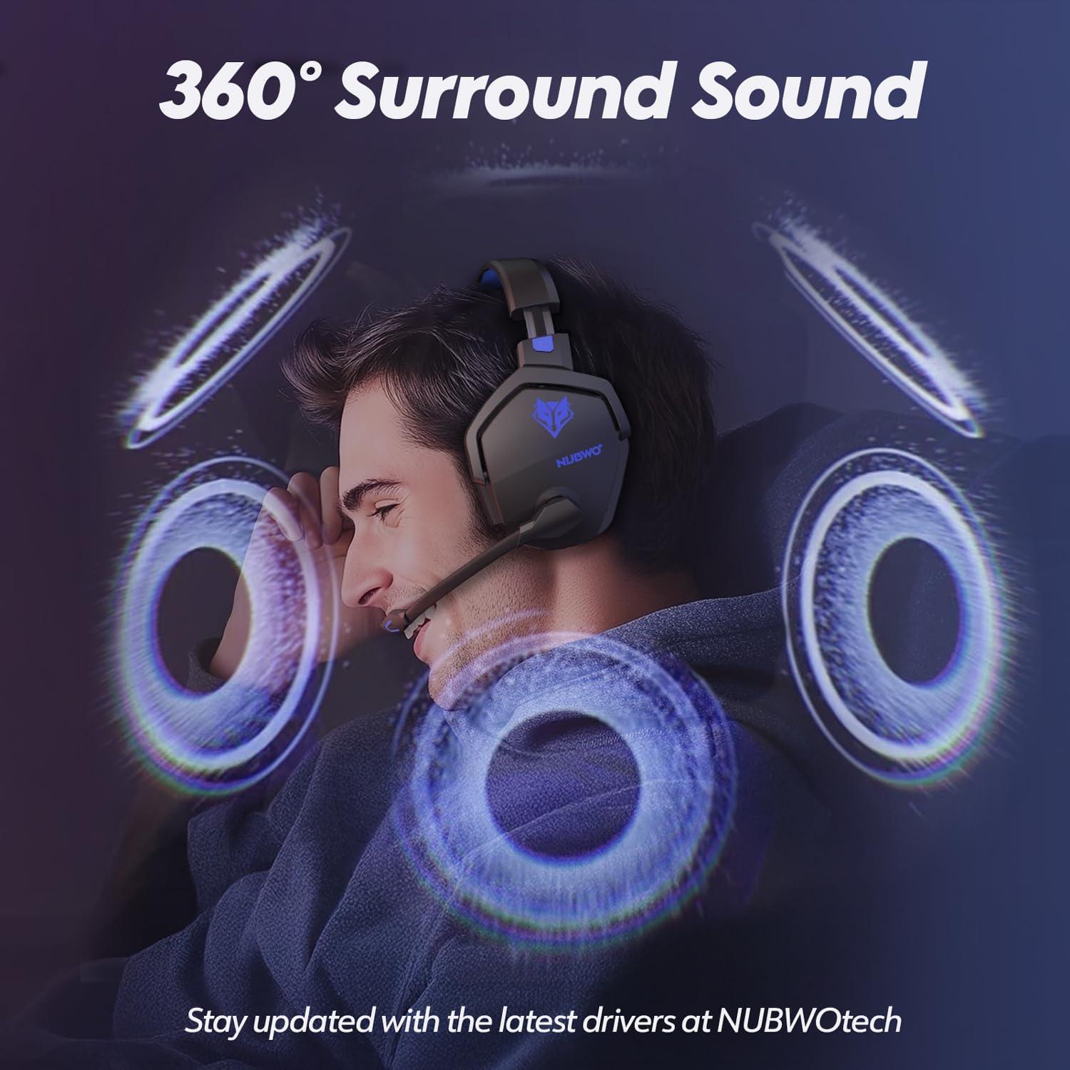 Auriculares Gaming NUBWO G06 Inalámbricos 100h PS5/PC