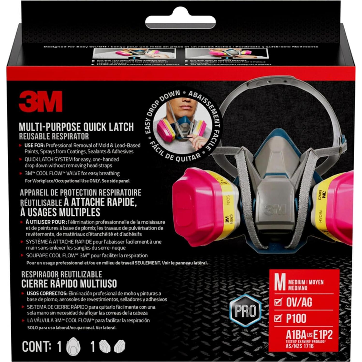 Respirador Reutilizable 3M 65023QL Mediano con Cierre Rápido