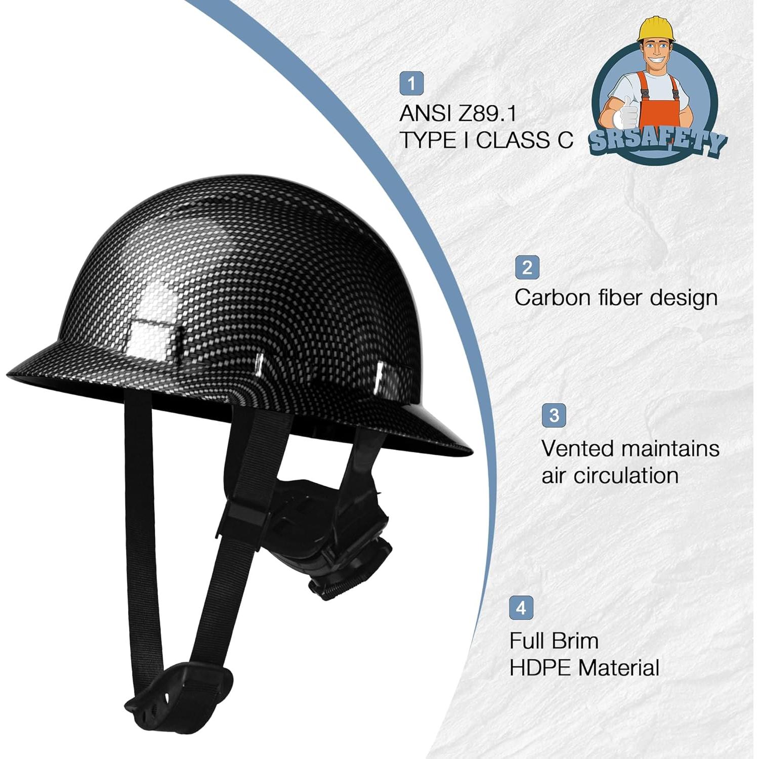 Casco SRSAFETY Fibra de Carbono Ajustable Negro 6 Puntos