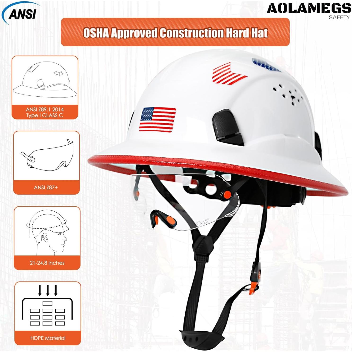 Casco de Seguridad Aolamegs Hard Hat con Visor Claro