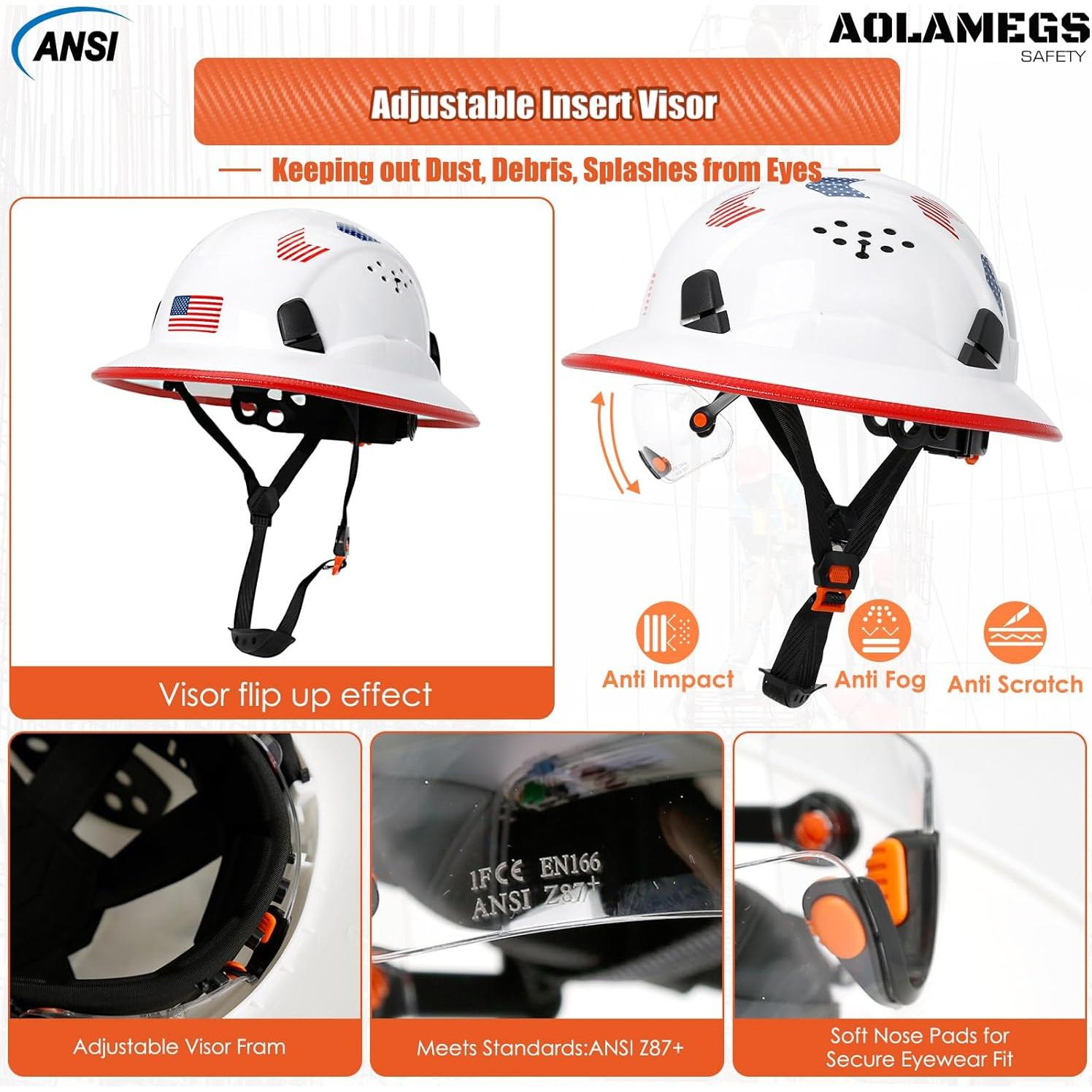 Casco de Seguridad Aolamegs Hard Hat con Visor Claro