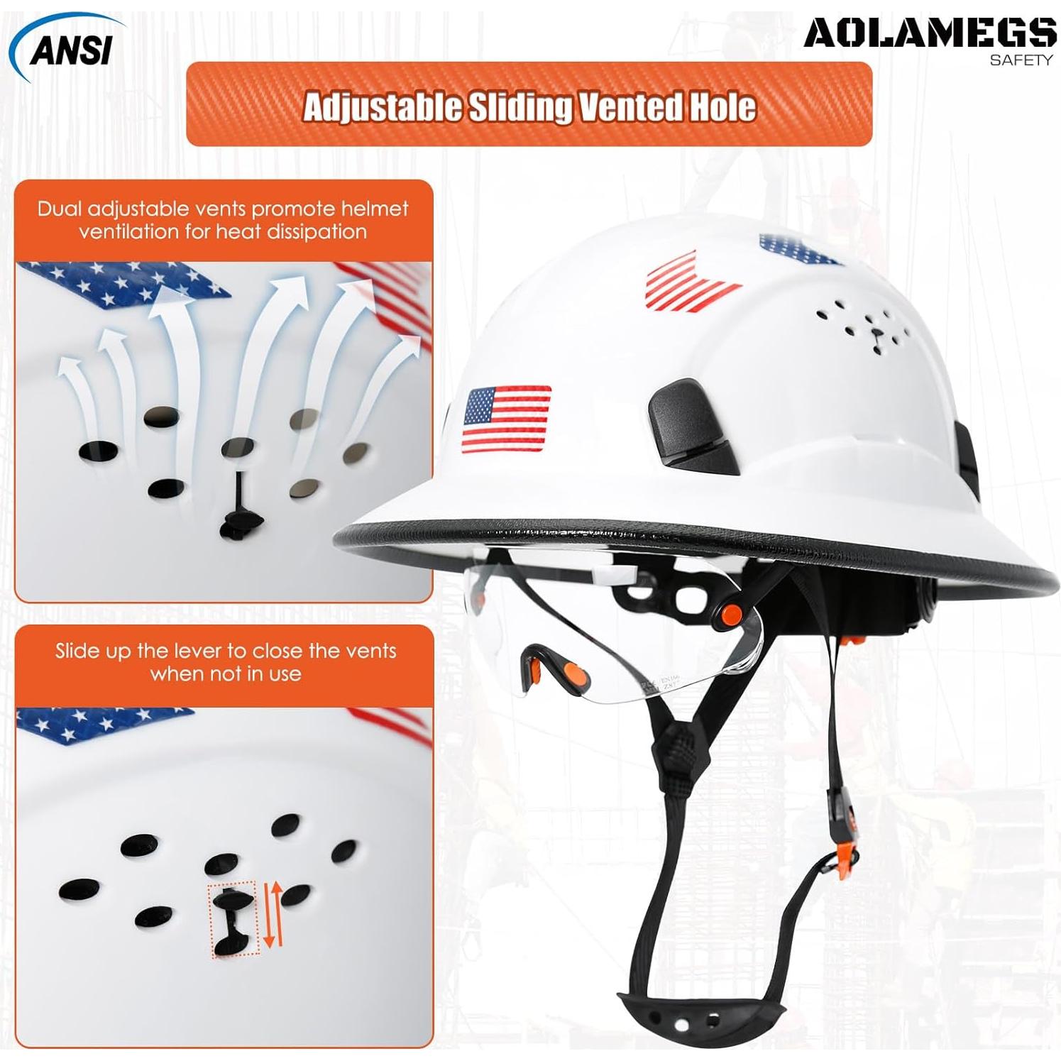 Casco de Seguridad Aolamegs Hard Hat con Visor Claro