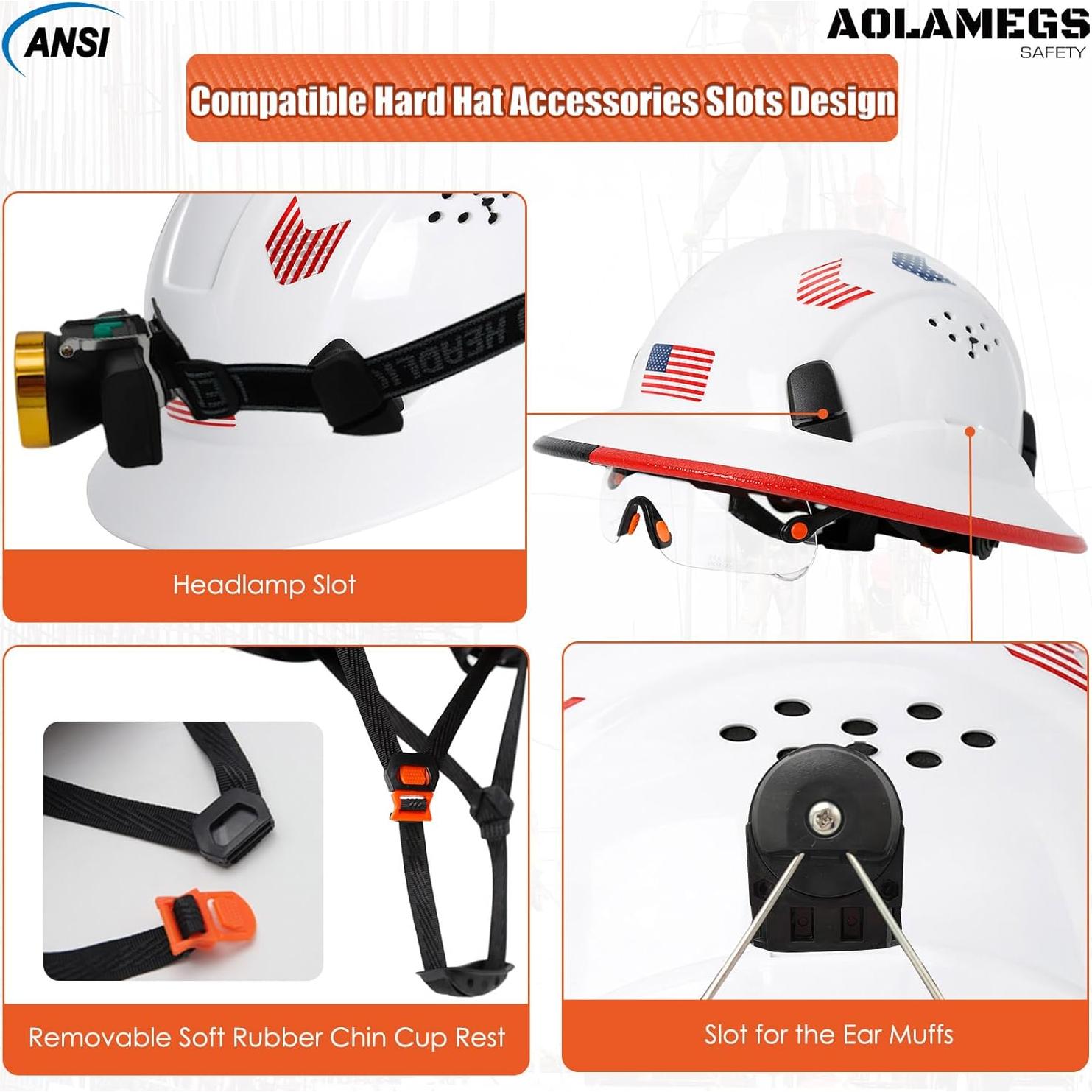 Casco de Seguridad Aolamegs Hard Hat con Visor Claro