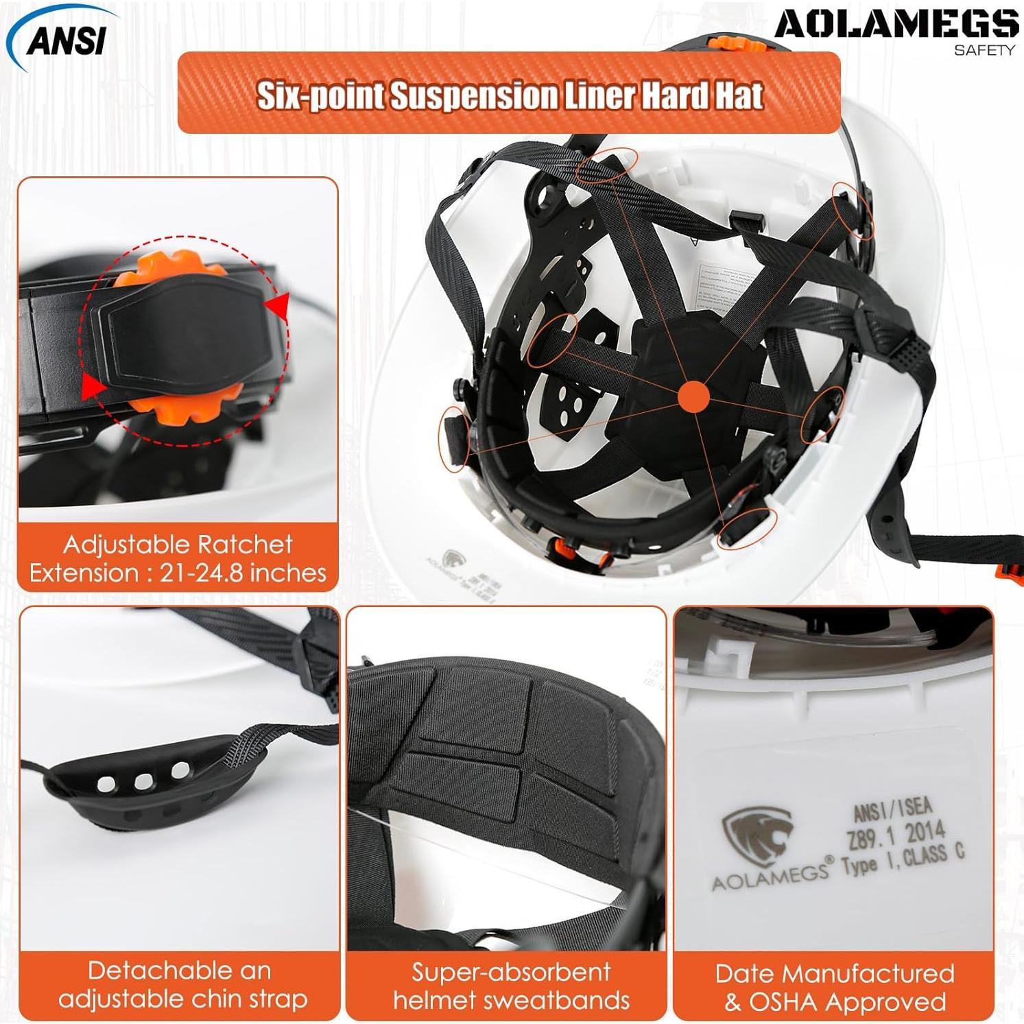 Casco de Seguridad Aolamegs Hard Hat con Visor Claro