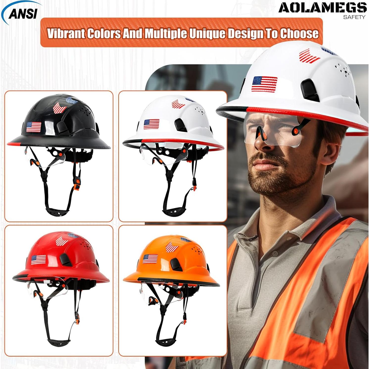 Casco de Seguridad Aolamegs Hard Hat con Visor Claro