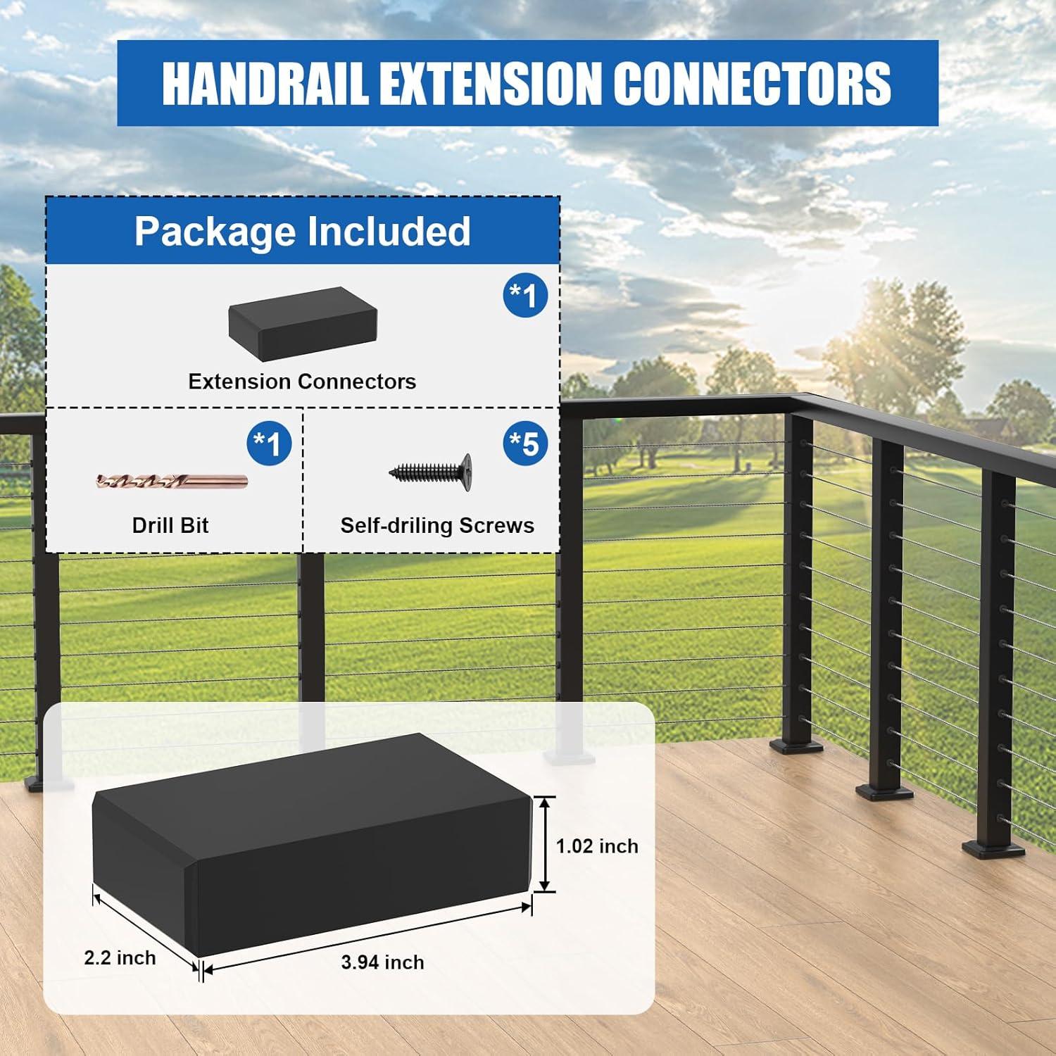 Conector de Extensión Barandilla Plana PLANTOP MY02-E Negro