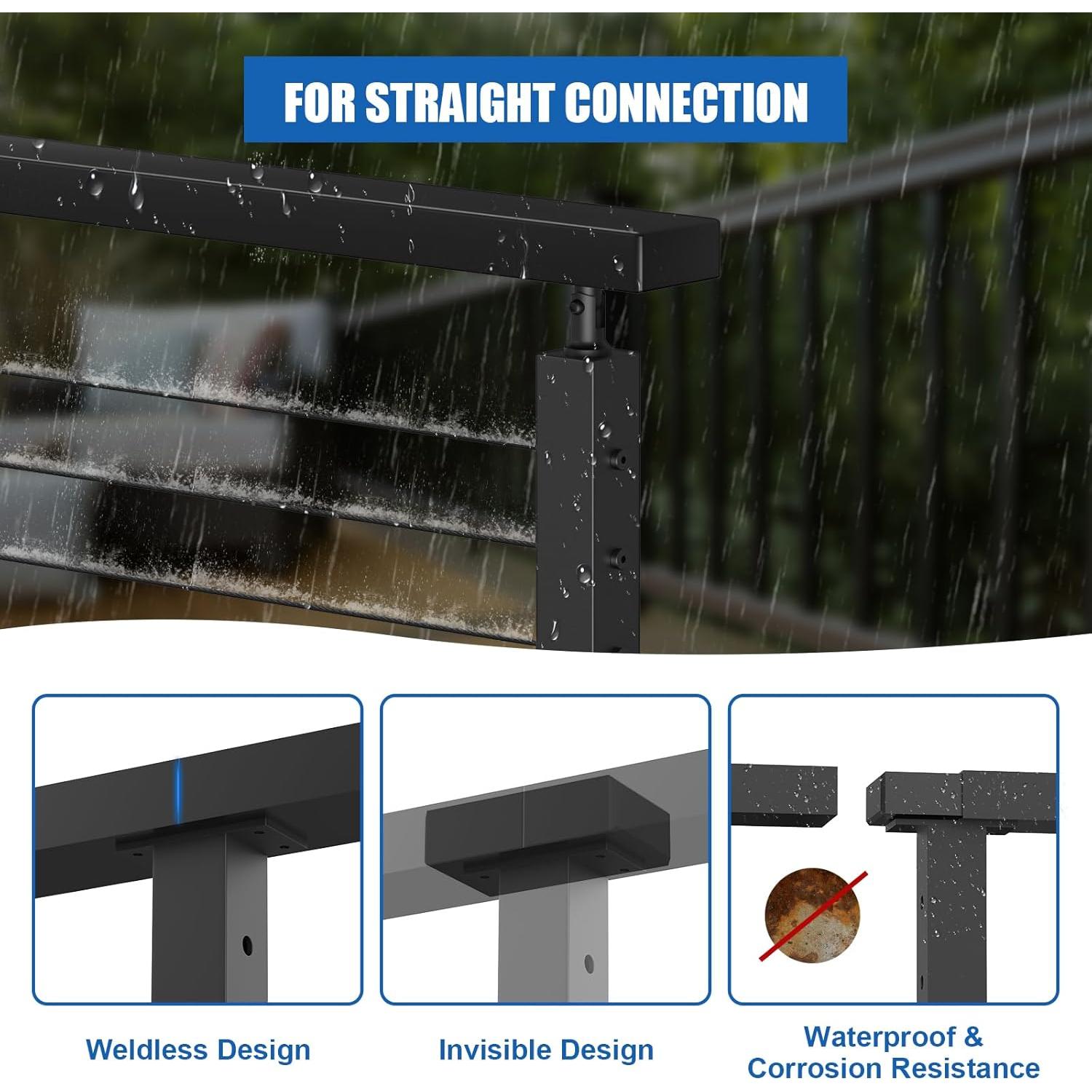 Conector de Extensión Barandilla Plana PLANTOP MY02-E Negro