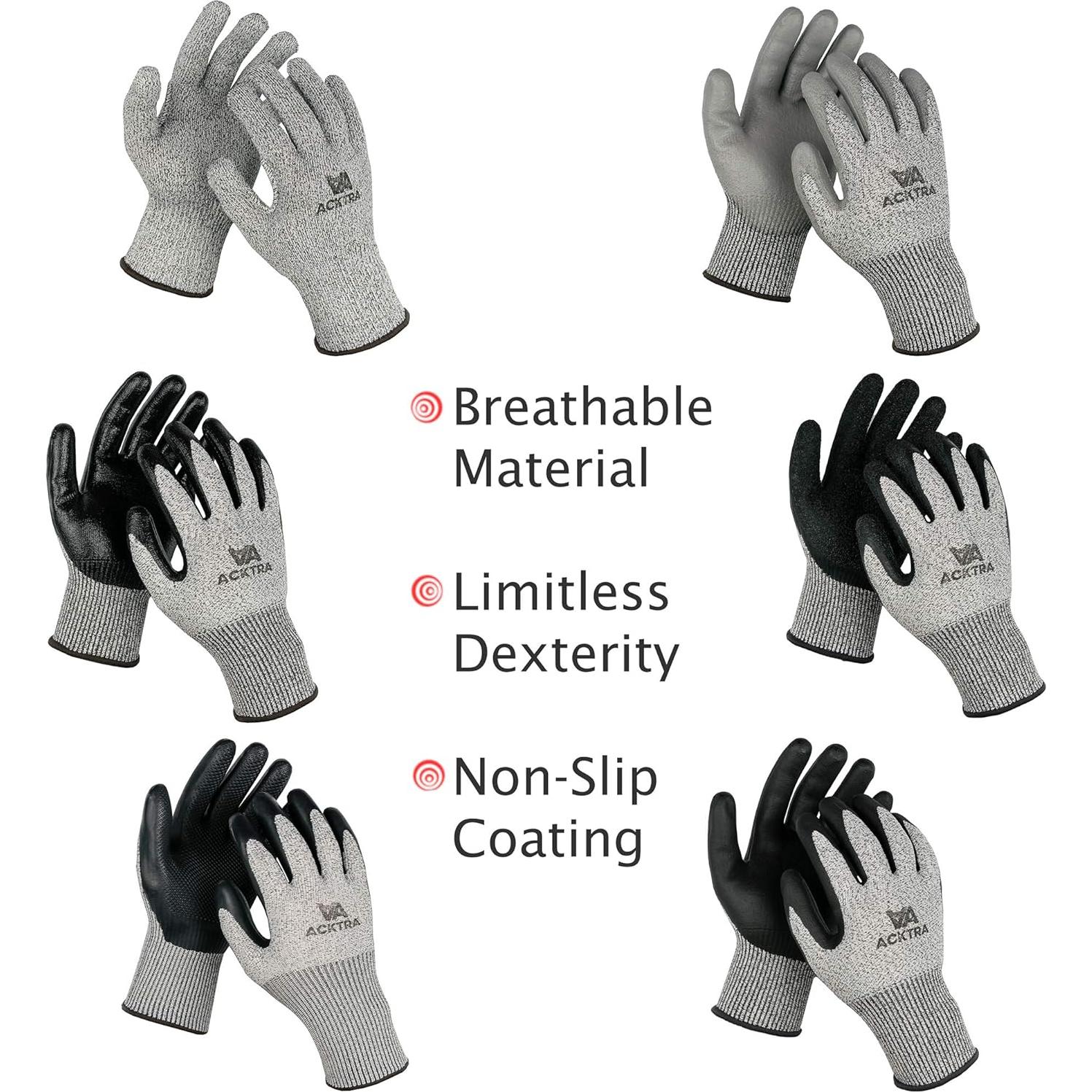 Guantes de Trabajo Acktra WG014 Resistentes a Cortes Nivel 5