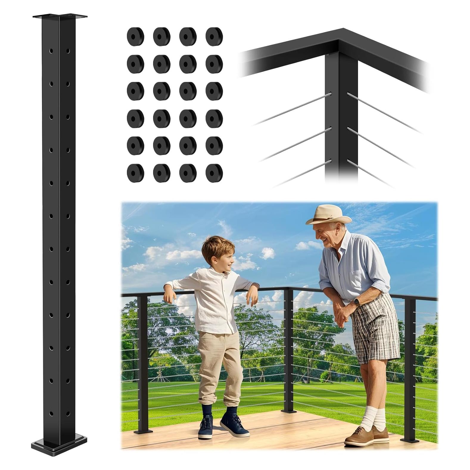 Poste de esquina Gyykzz 42" (106.68 cm) acero inoxidable negro