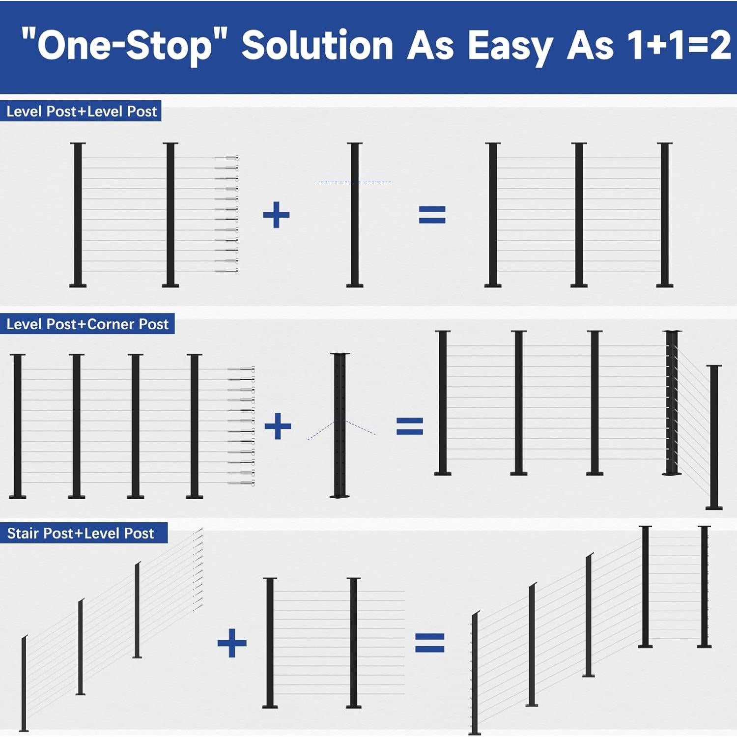 Poste de esquina Gyykzz 42" (106.68 cm) acero inoxidable negro
