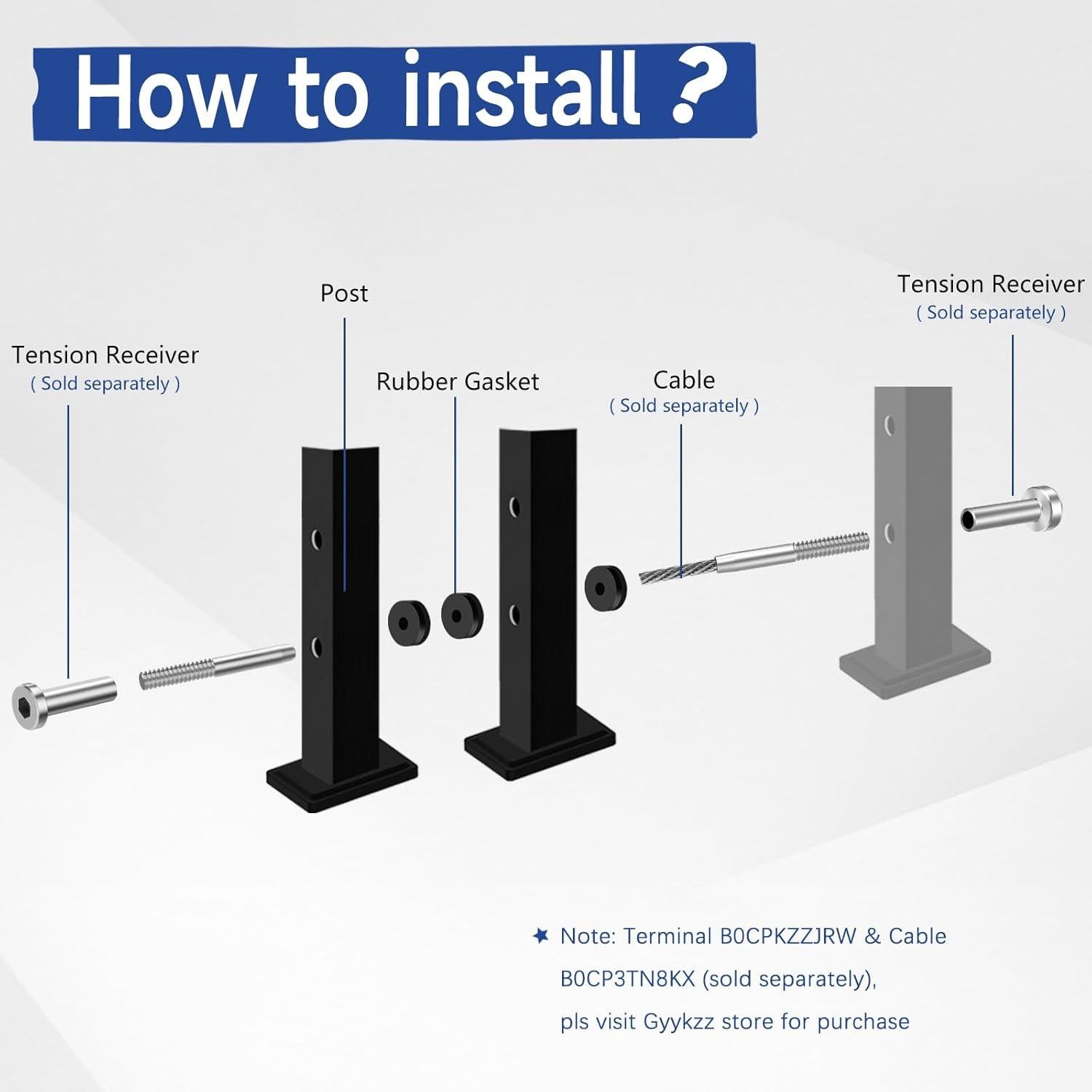 Poste de esquina Gyykzz 42" (106.68 cm) acero inoxidable negro