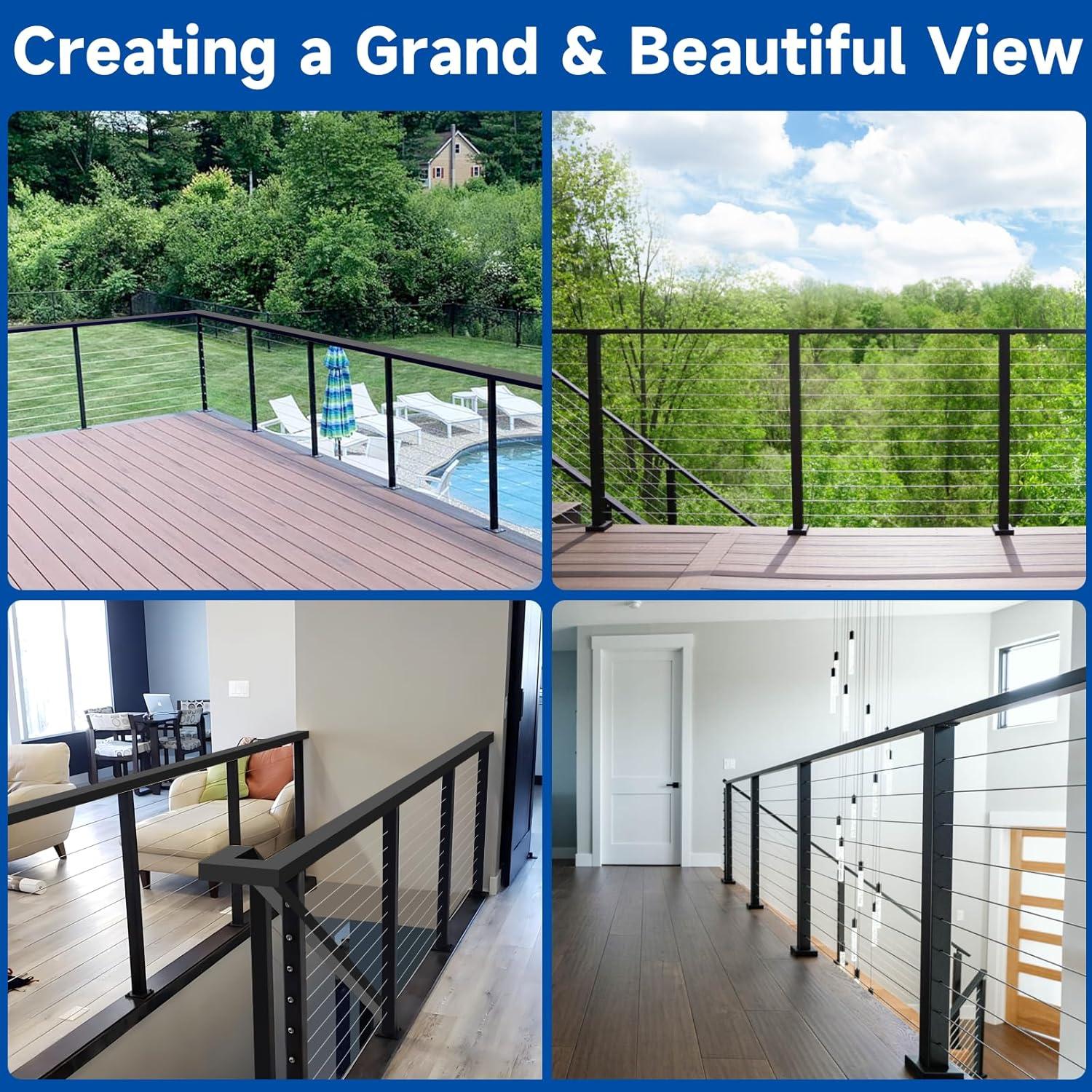 Poste de esquina Gyykzz 42" (106.68 cm) acero inoxidable negro