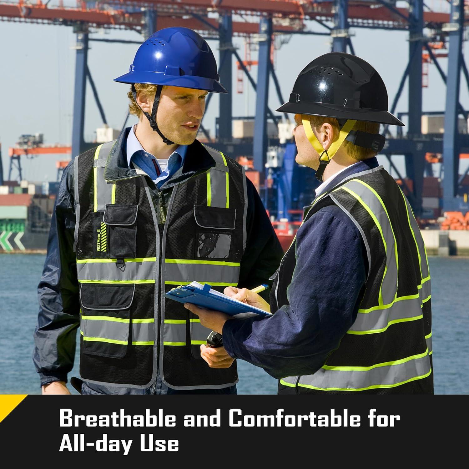 Chaleco de Seguridad COOLJOB Reflectante 9 Bolsillos Negro Amarillo