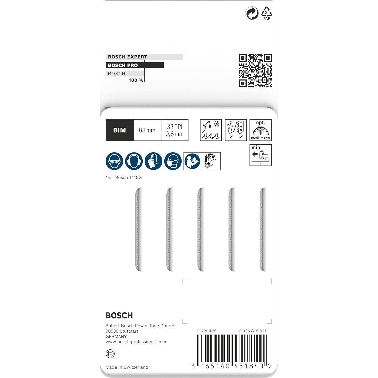 Hoja de Sierra de Calar Bosch T 118 Gfs 5 Piezas