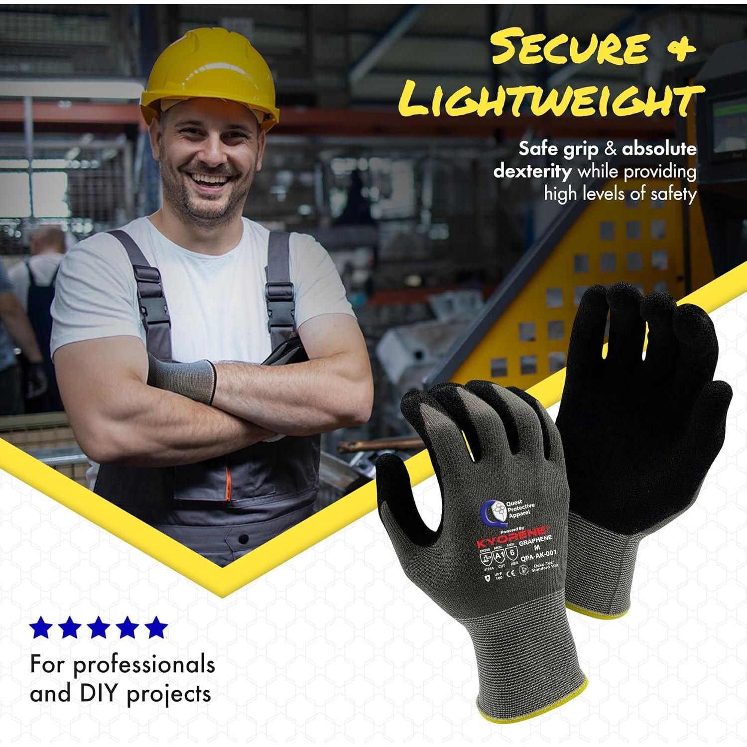 Guantes Resistentes a Cortes Quest - Tecnología de Grafeno