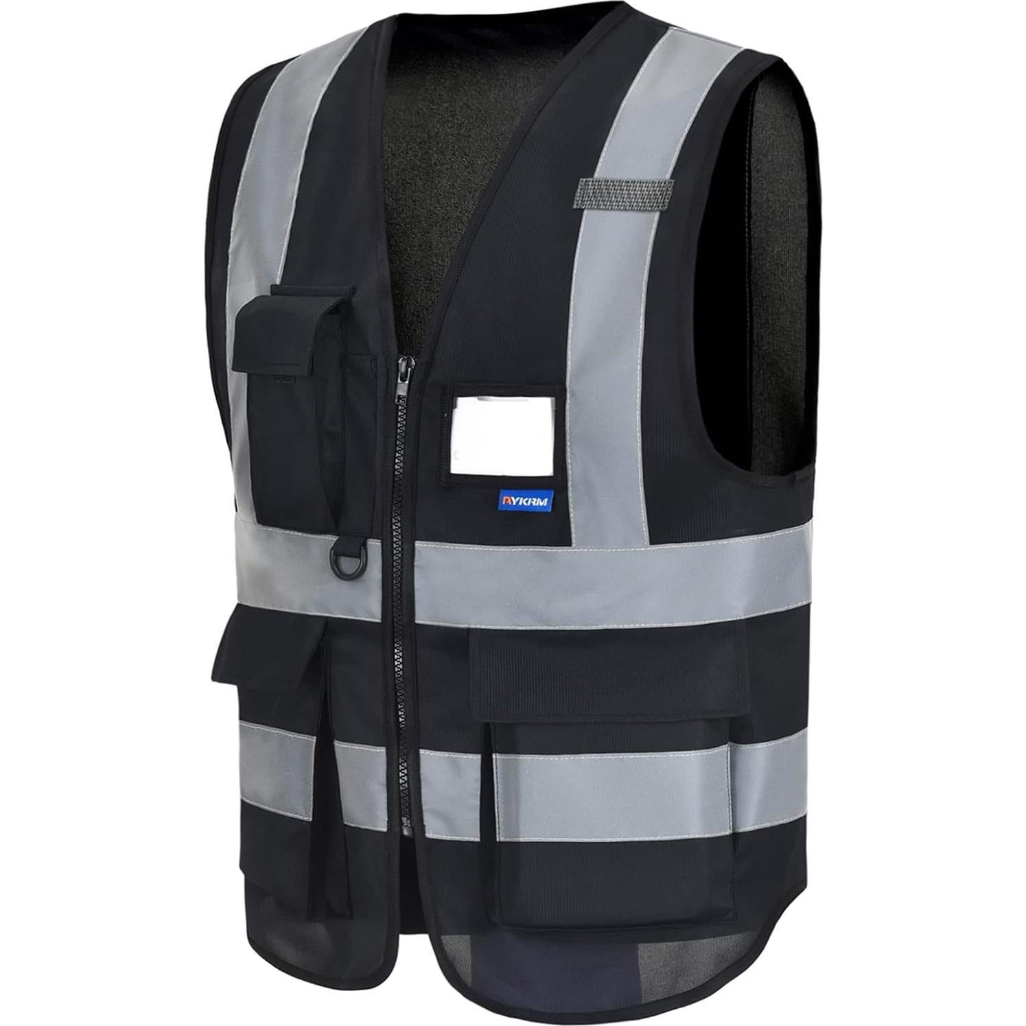 Chaleco de Seguridad A-SAFETY XL Negro Reflectante 7 Bolsillos