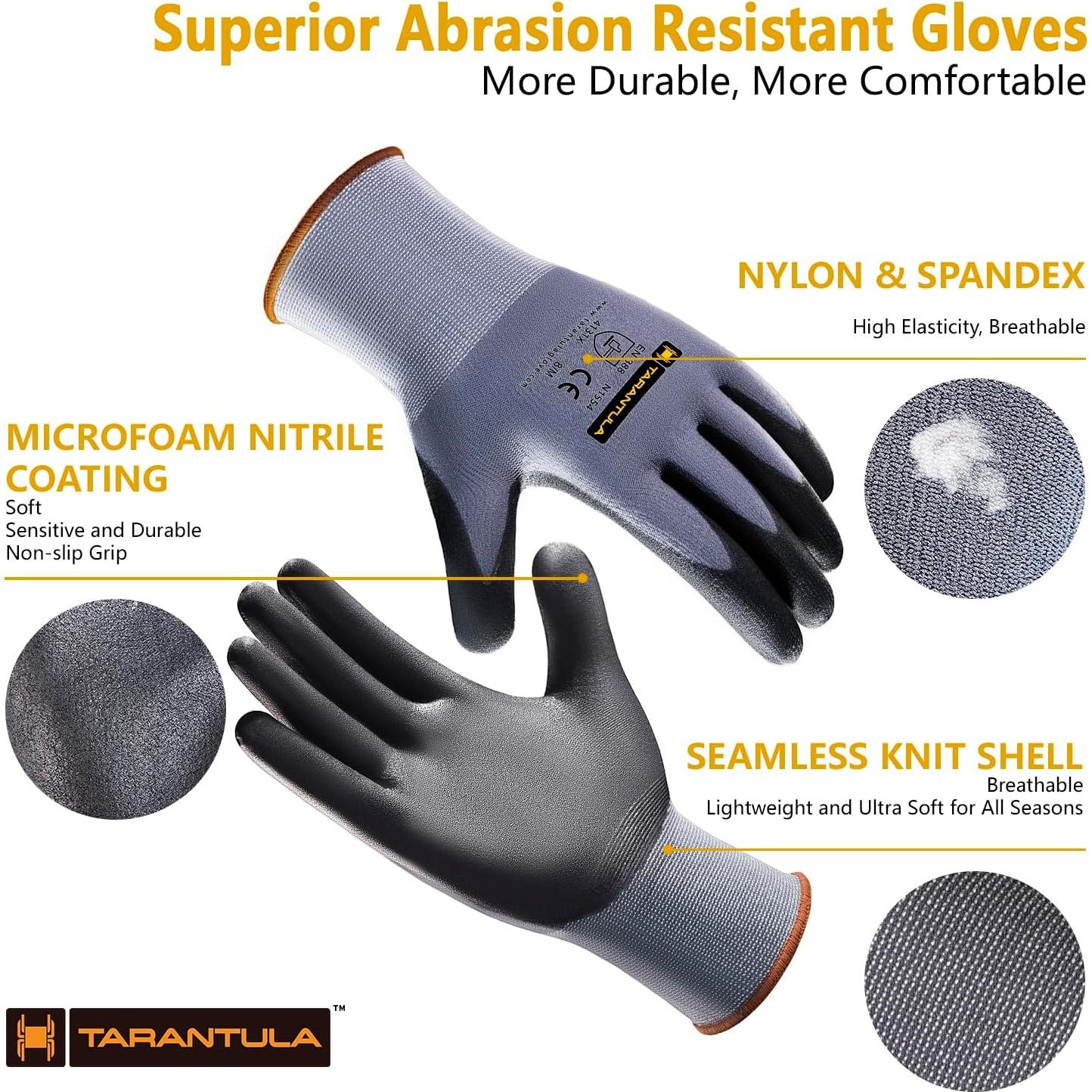 Guantes de Trabajo Tarantula Safety Nitrilo Transpirables XL