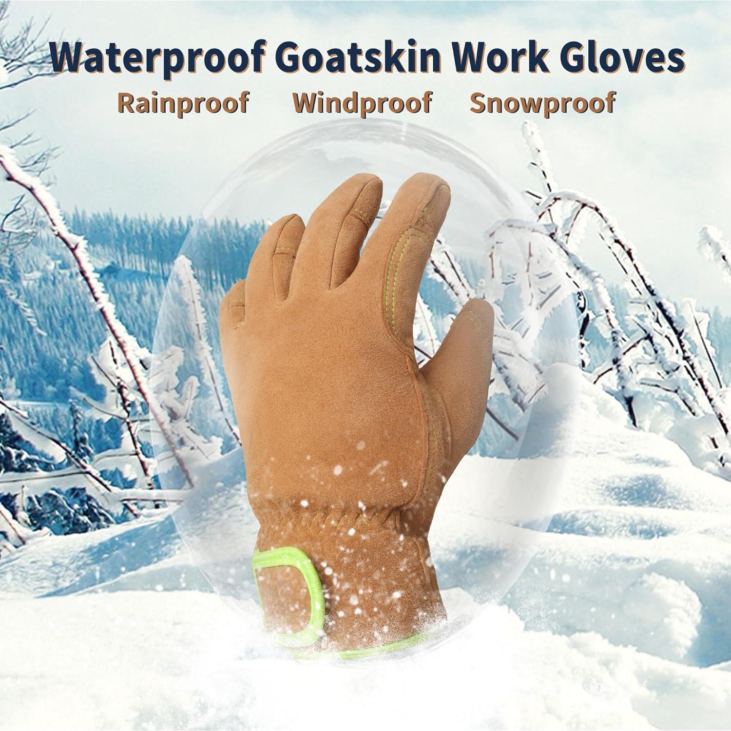 Guantes de Trabajo de Cuero Aislados para Invierno - Marrón S