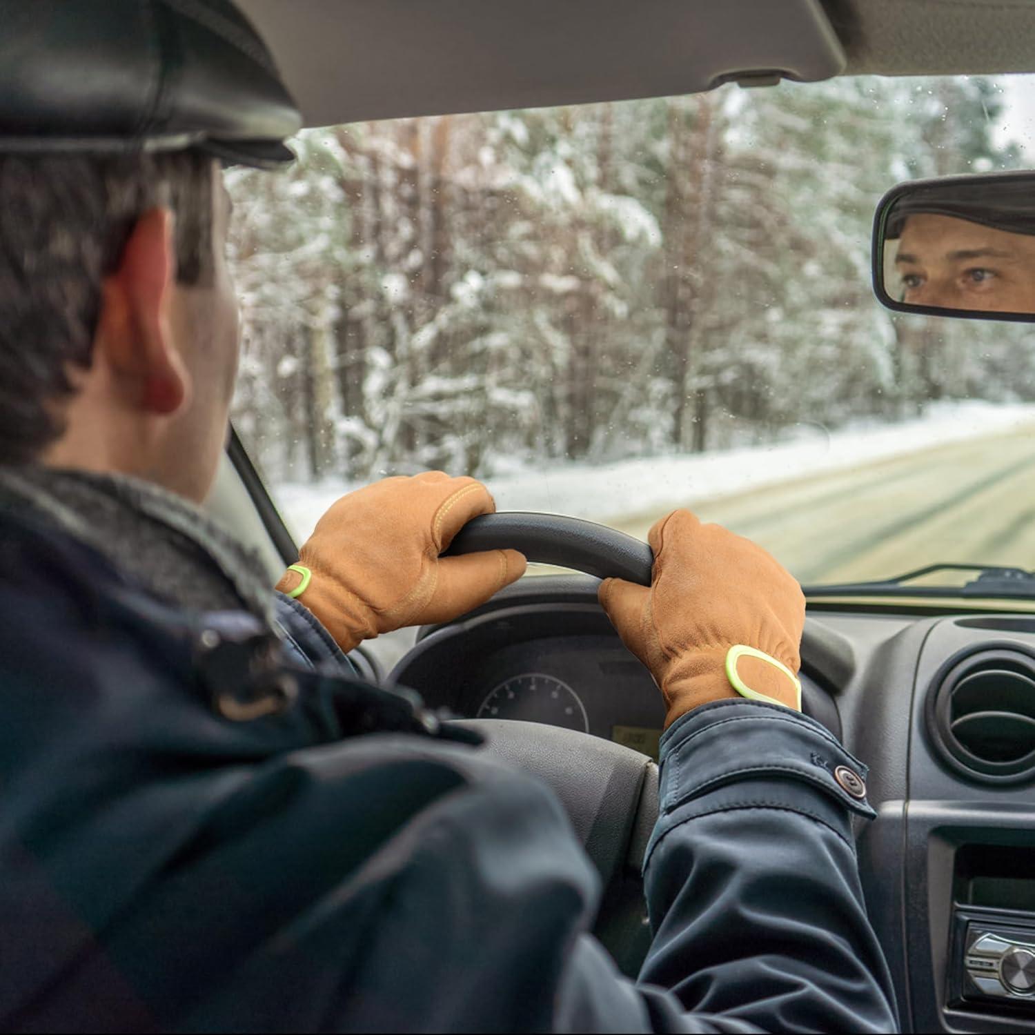 Guantes de Trabajo de Cuero Aislados para Invierno - Marrón S