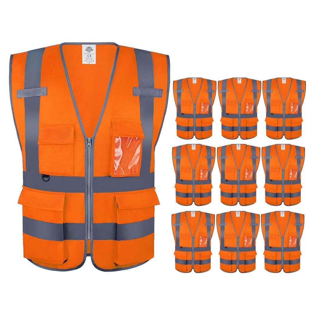 Chaleco de Seguridad Dazonity Naranja 2XL Reflectante 10 Pcs