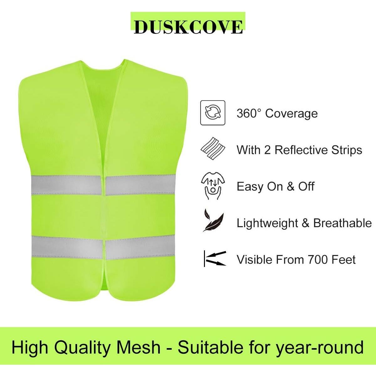 Chaleco de Seguridad DUSKCOVE Amarillo Neón 10 Piezas