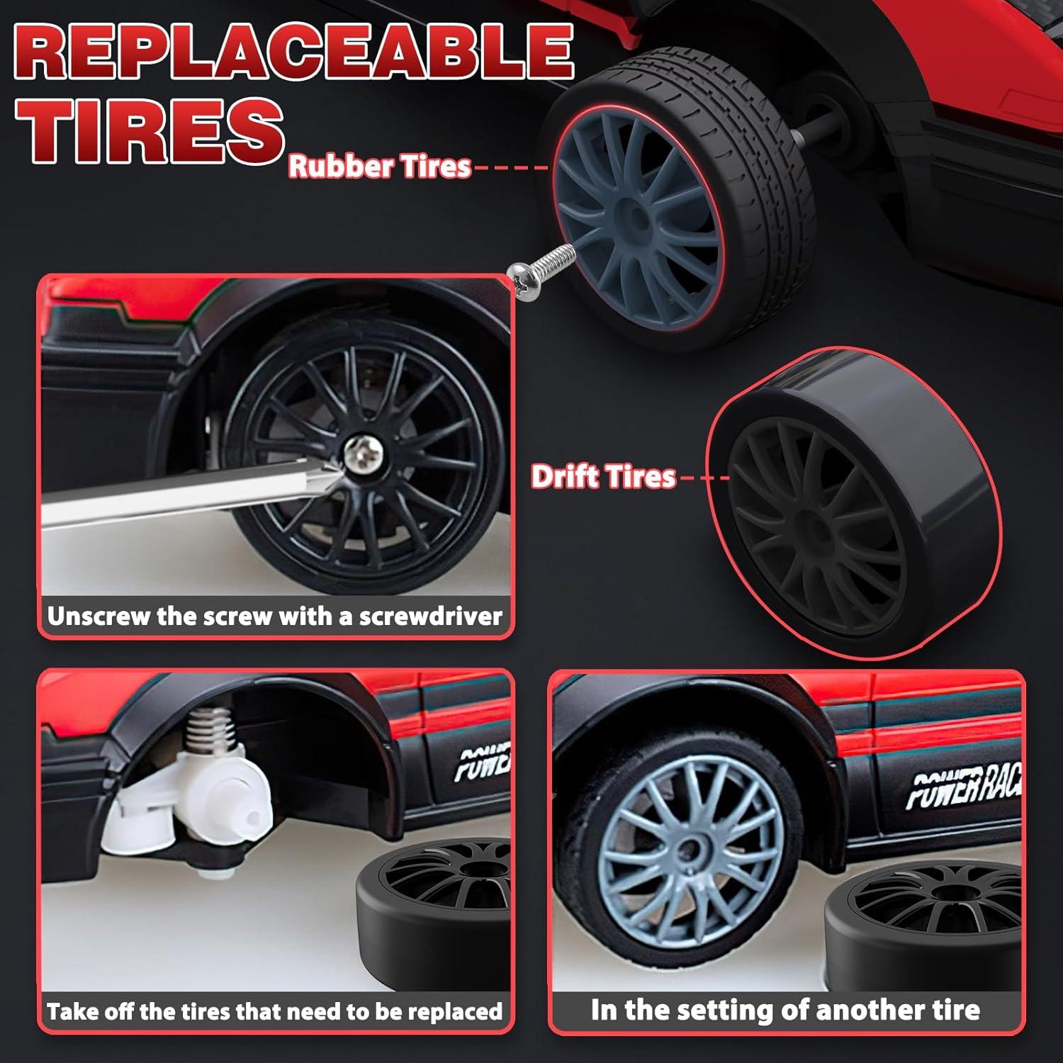 Coche de Drift RC YUAN PLAN 1:24 4WD 15 KM/h Rojo