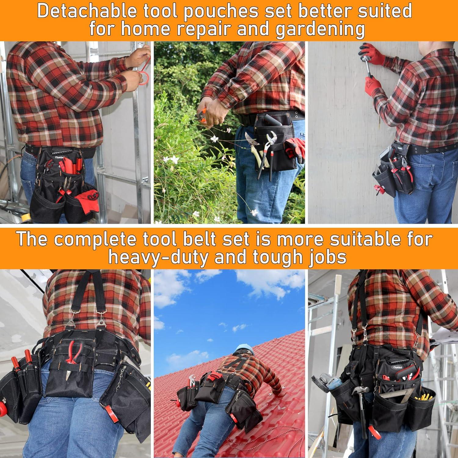 Cinturón de Herramientas Chyaidach 16 Bolsillos Ajustable 68.6-121.9 cm