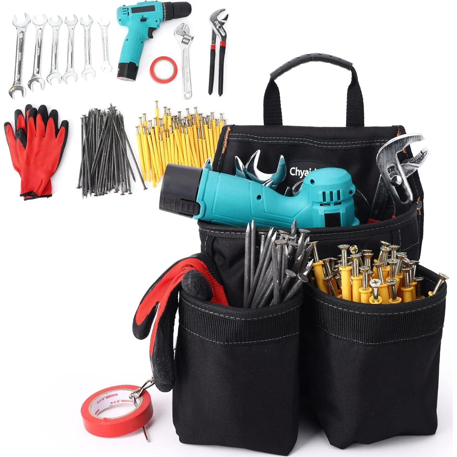 Cinturón de Herramientas Chyaidach 16 Bolsillos Ajustable 68.6-121.9 cm