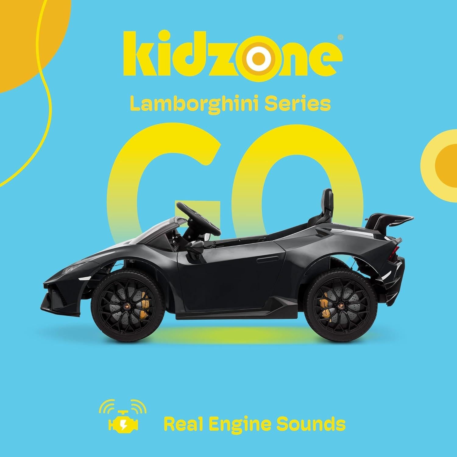 Coche Eléctrico Kidzone Lamborghini Huracan 12V Negro