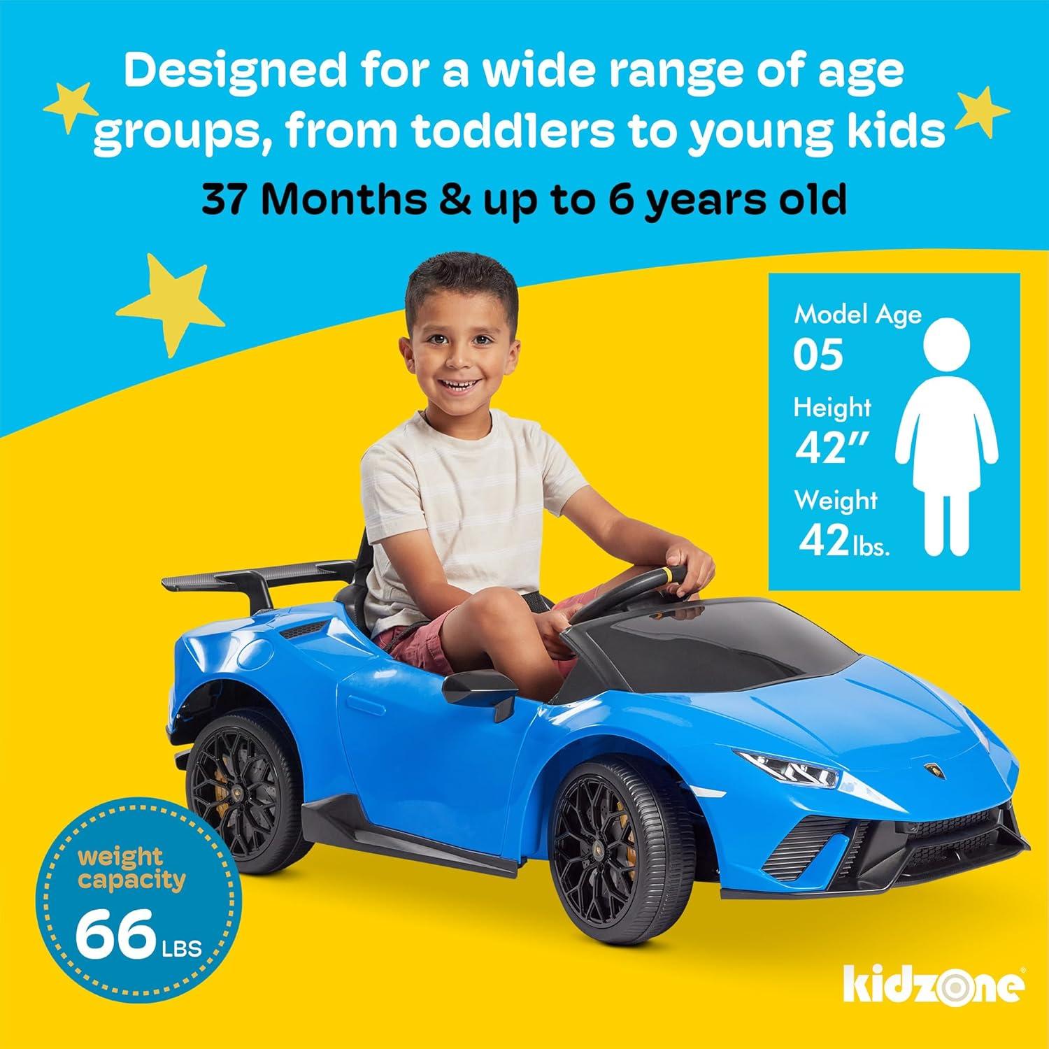 Coche Eléctrico Kidzone Lamborghini Huracan 12V Negro