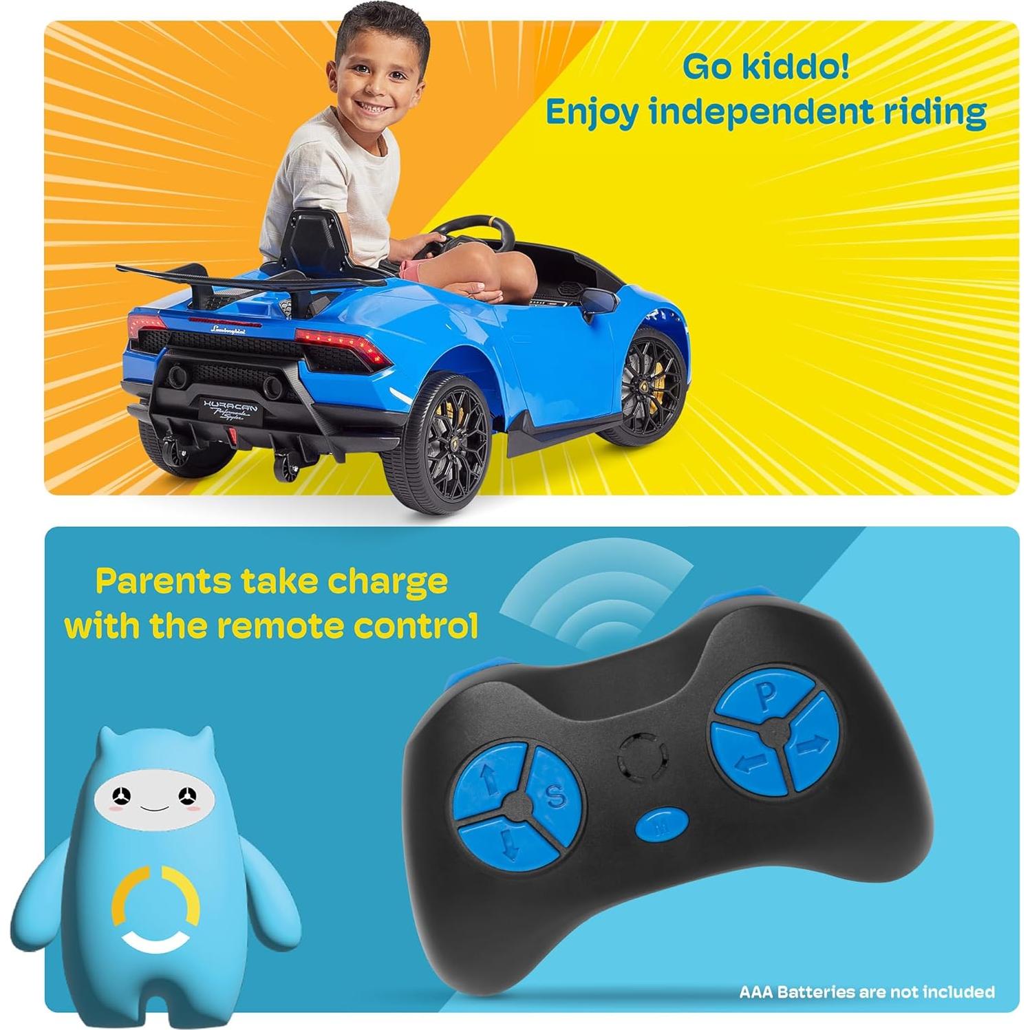 Coche Eléctrico Kidzone Lamborghini Huracan 12V Negro