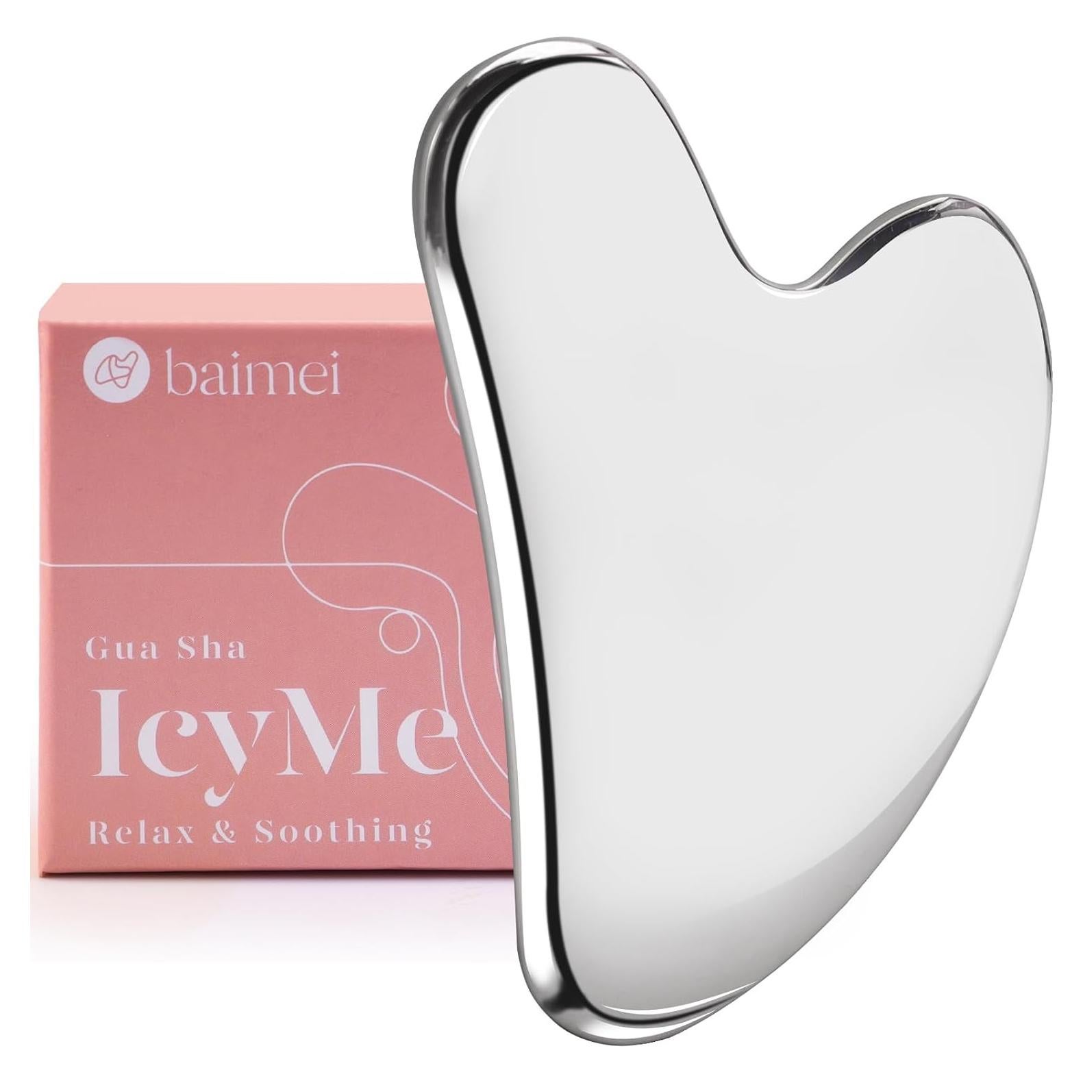 Gua Sha de Acero Inoxidable BAIMEI para Cuidado Facial 8.5cm