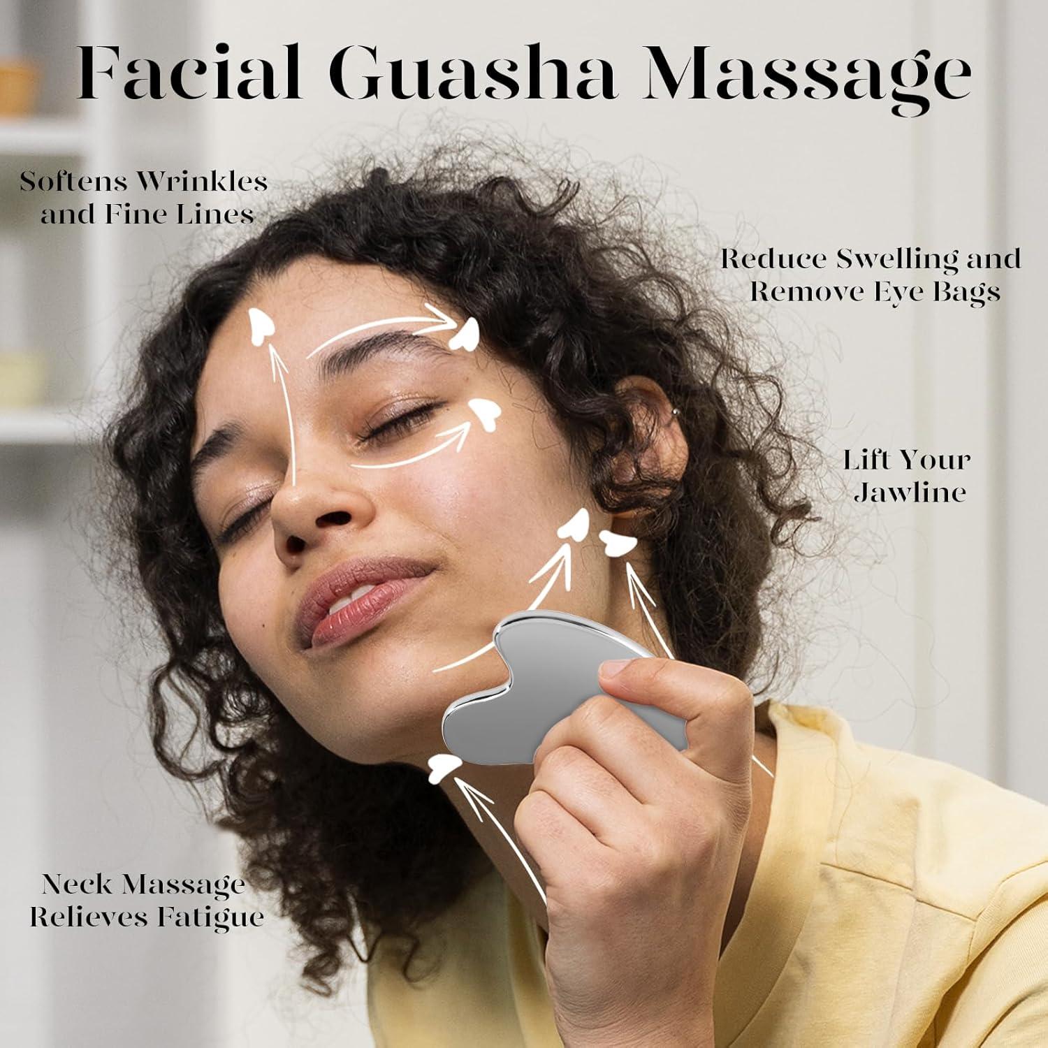 Gua Sha de Acero Inoxidable BAIMEI para Cuidado Facial 8.5cm