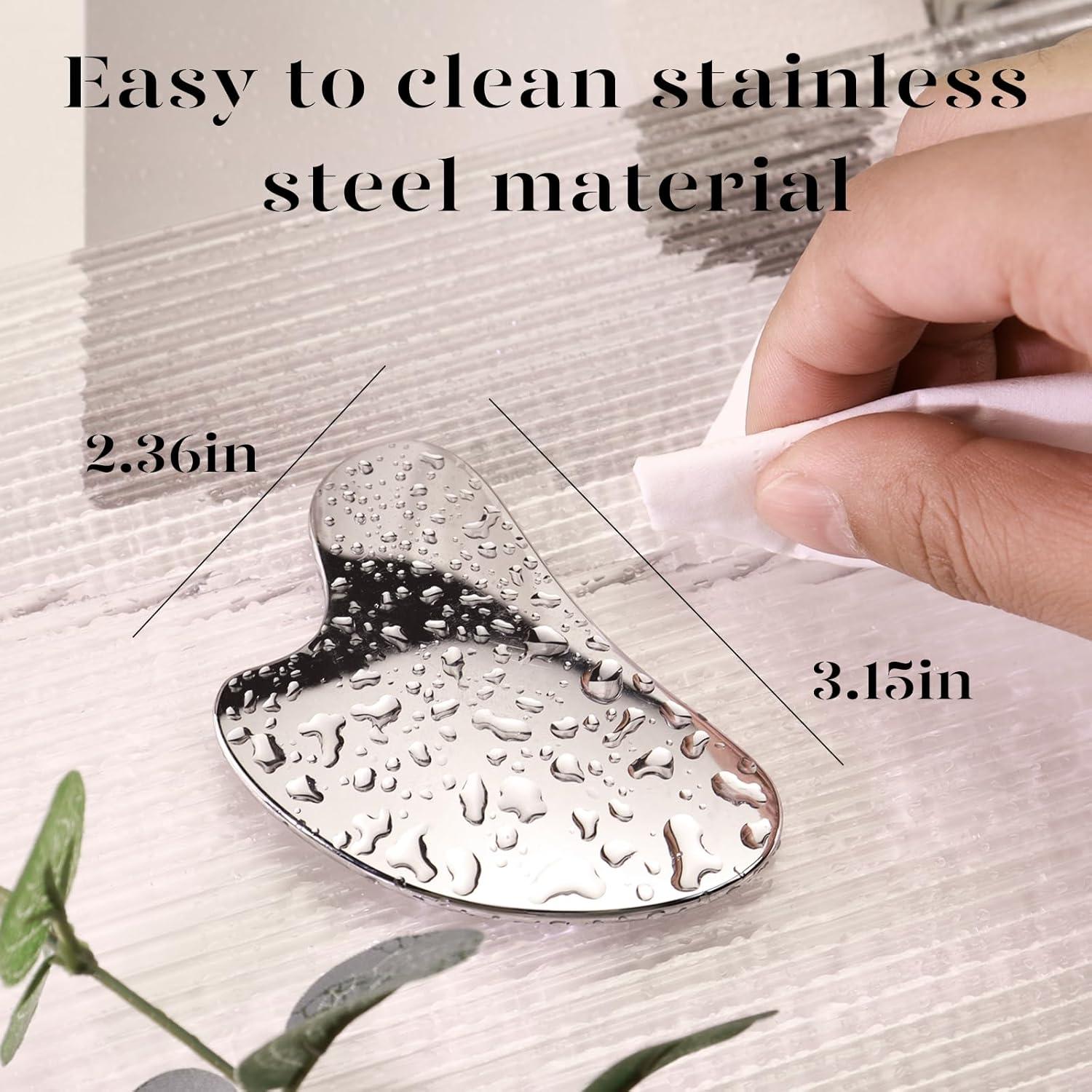 Gua Sha de Acero Inoxidable BAIMEI para Cuidado Facial 8.5cm