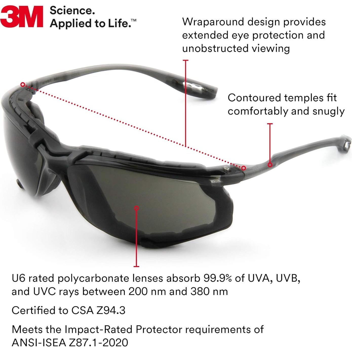 Gafas de Seguridad 3M Virtua CCS, Anti-Niebla, Lente Gris