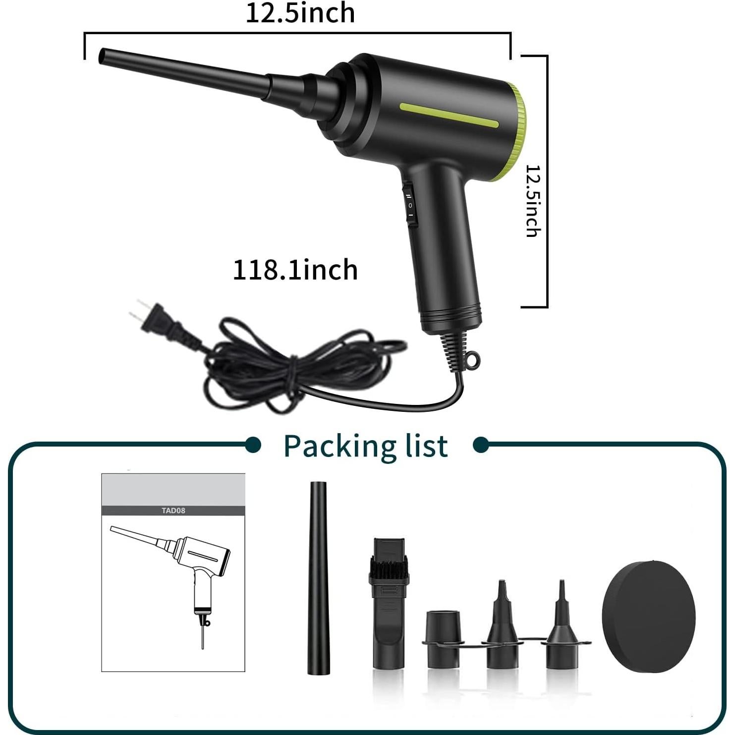 Soplador de Aire Eléctrico Dorobeen 500W 40000RPM Portátil