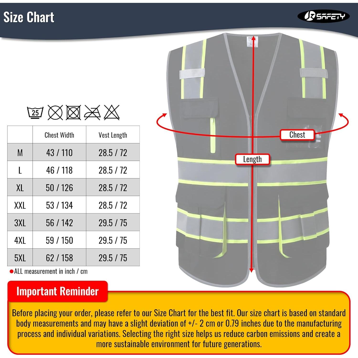 Chaleco de Seguridad JKSafety Hi-Vis 7 Bolsillos Grande Negro