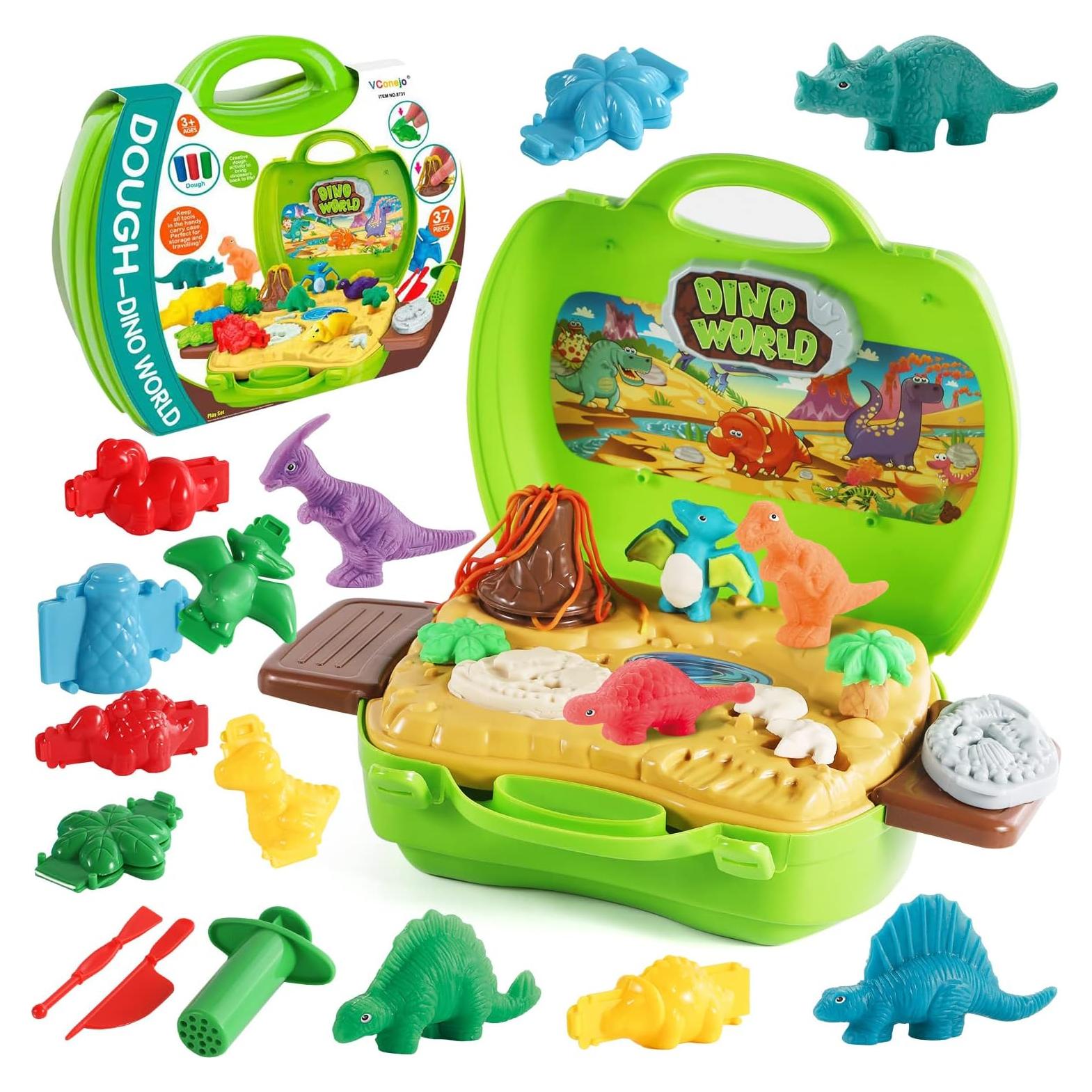 Set de Plastilina Dino QDS 37 Piezas con Volcán y Fósiles