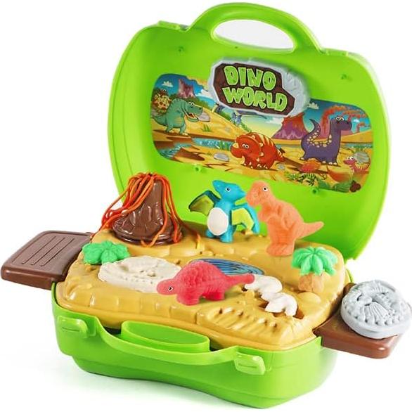 Set de Plastilina Dino QDS 37 Piezas con Volcán y Fósiles