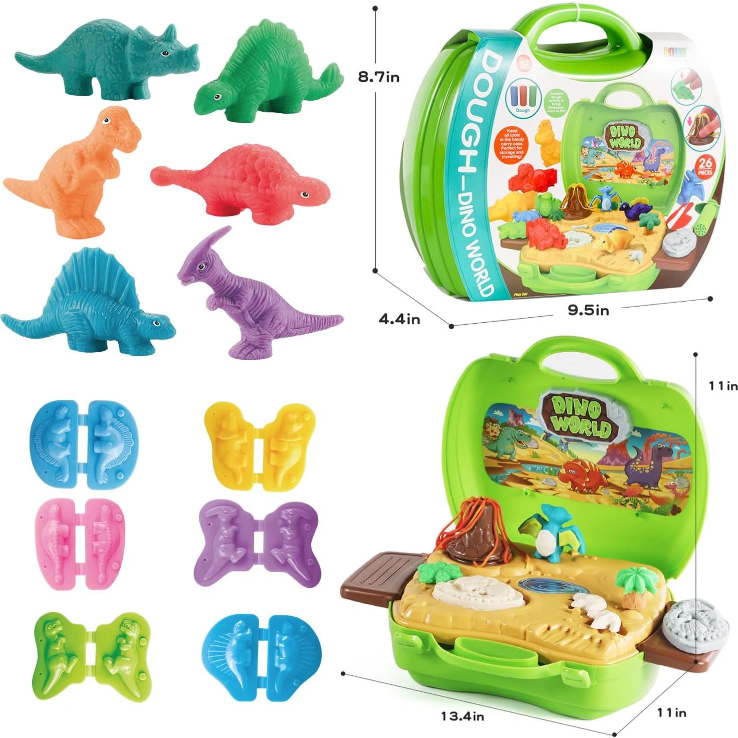 Set de Plastilina Dino QDS 37 Piezas con Volcán y Fósiles