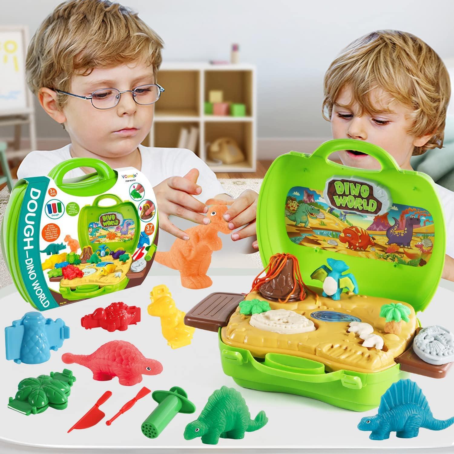 Set de Plastilina Dino QDS 37 Piezas con Volcán y Fósiles