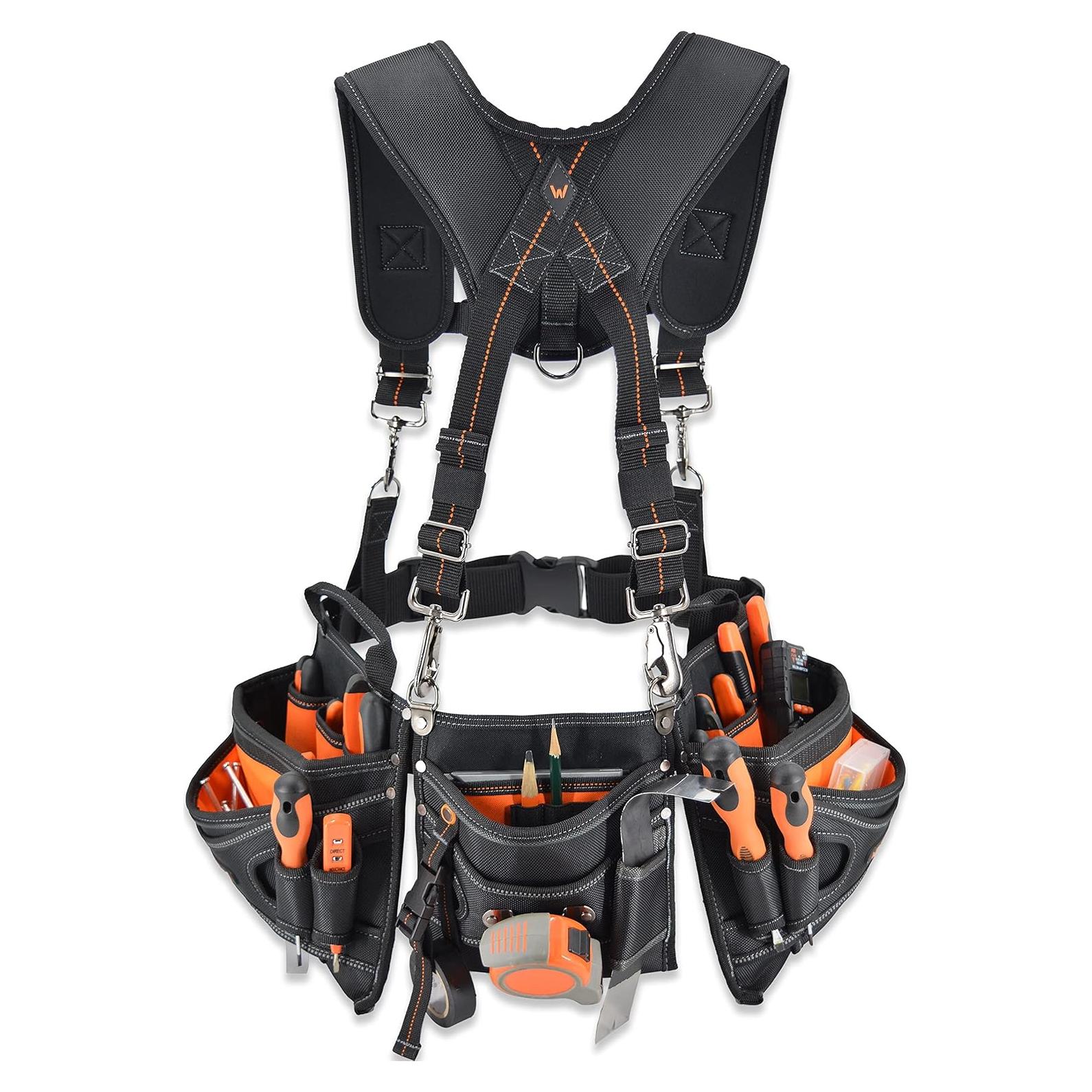 Cinturón de herramientas WELKINLAND con tirantes 22 bolsillos