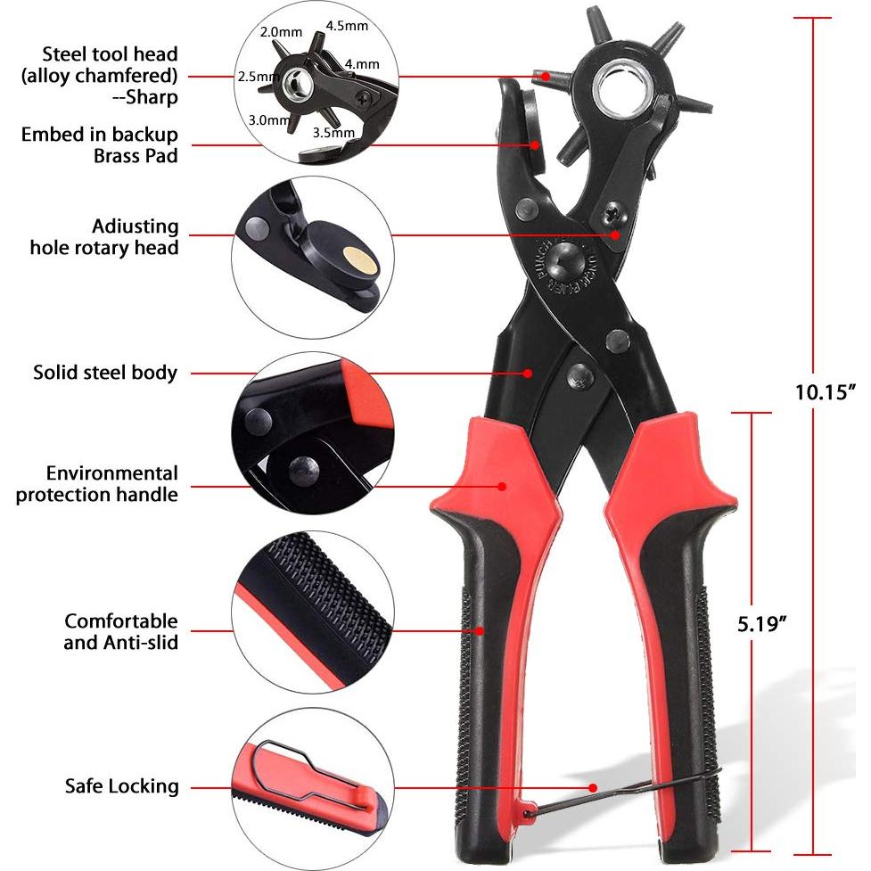 Perforador de Agujeros de Cuero YIDAAN - 6 Tamaños