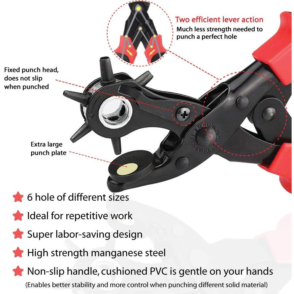 Perforador de Agujeros de Cuero YIDAAN - 6 Tamaños