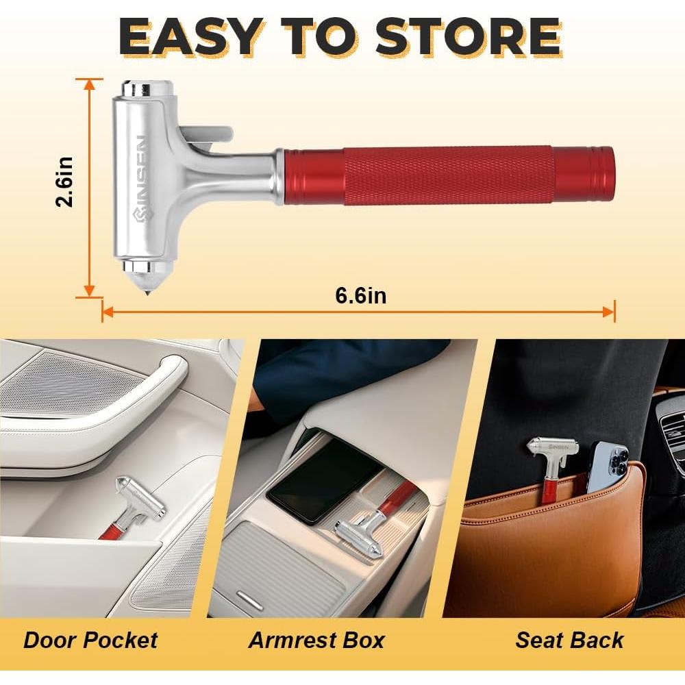 Cortador de Cinturón y Martillo Rompevidrios SINSEN Rojo