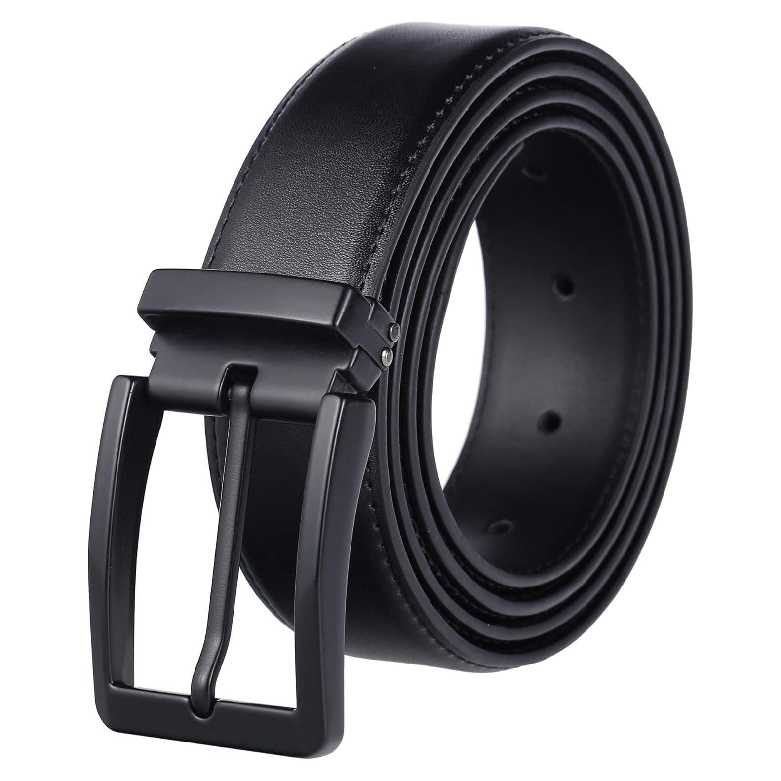 Cinturón de Cuero Negro para Hombre 30-44 cm - Hebilla Libre de Níquel