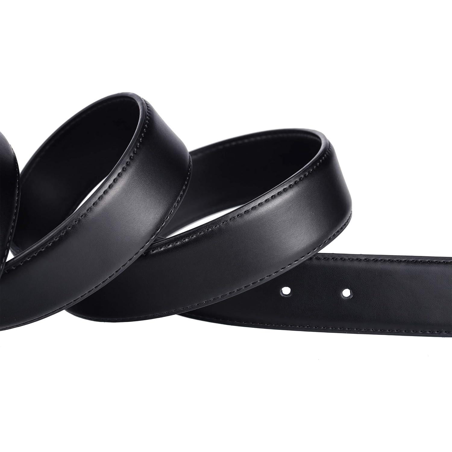 Cinturón de Cuero Negro para Hombre 30-44 cm - Hebilla Libre de Níquel