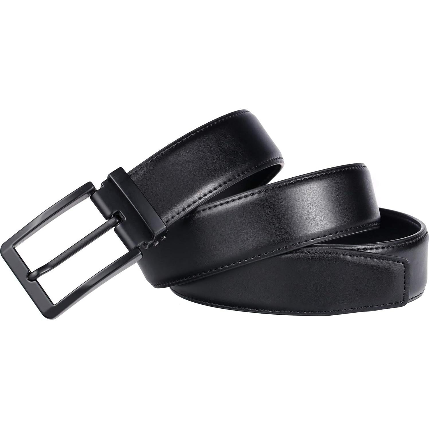 Cinturón de Cuero Negro para Hombre 30-44 cm - Hebilla Libre de Níquel